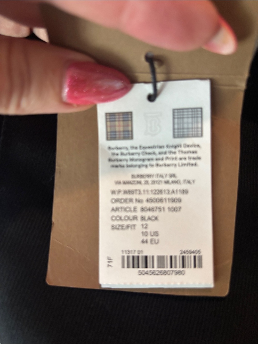 Burberry Wool Black Cropped Dress Pants for Women - Picture 12 of 12